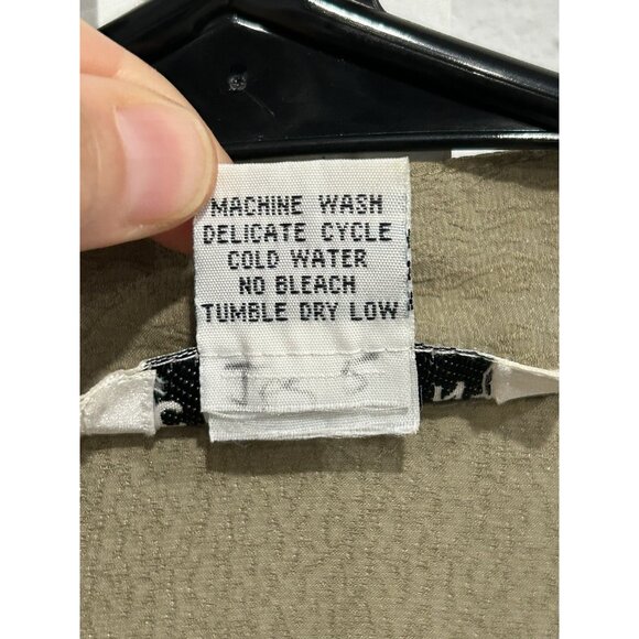 Citron Santa Monica Womens Olive Green Silk Button-Up 3/4 Sleeve Blouse Sz 1X - Picture 8 of 9